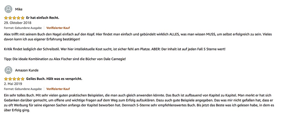 Bewerungen auf amazon.com