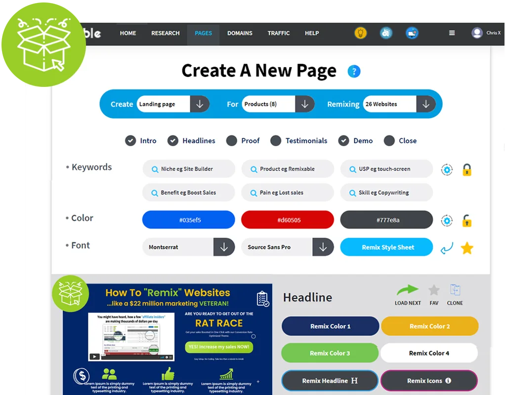 Remixable Founder Edition Seite erstellen Dashboard