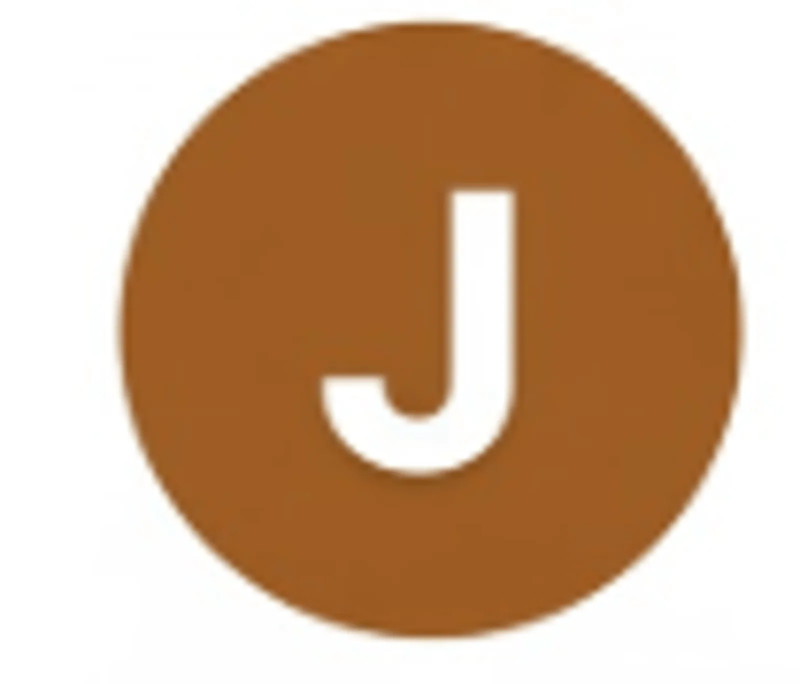 Braunes Buchstaben-J Logo auf braunem Hintergrund, rundes minimalistisches Design