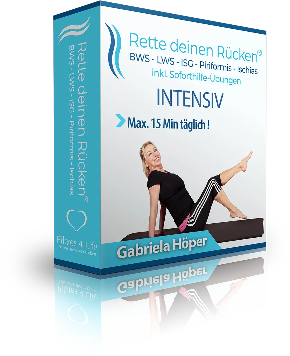 Rette deinen Rücken® Intensiv Produktbox mit Gabriela Höper auf Pilates-Roller, Max. 15 Min täglich