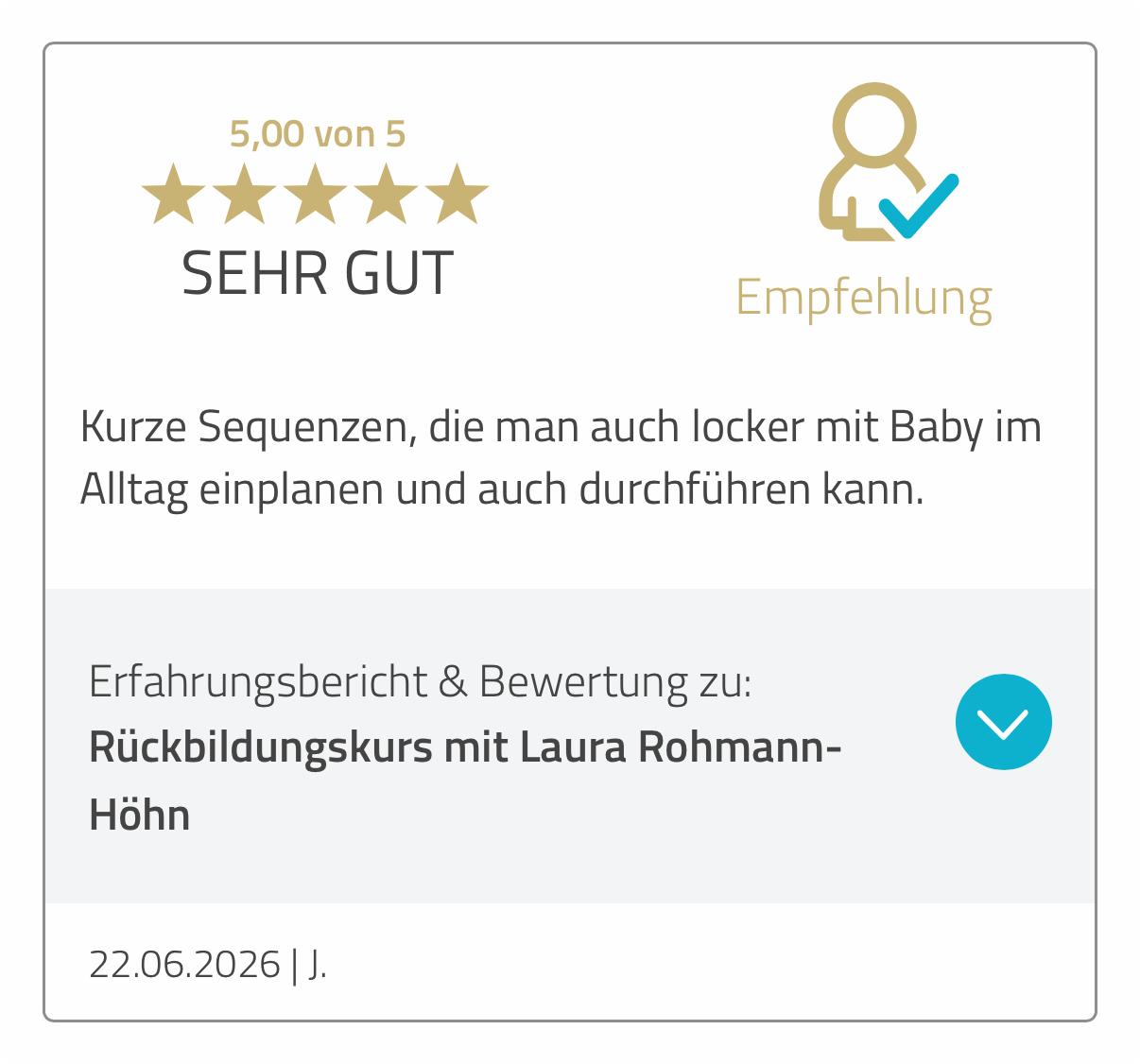 5-Sterne-Bewertung Rückbildungskurs Baby Alltag Laura Rohmann-Höhn