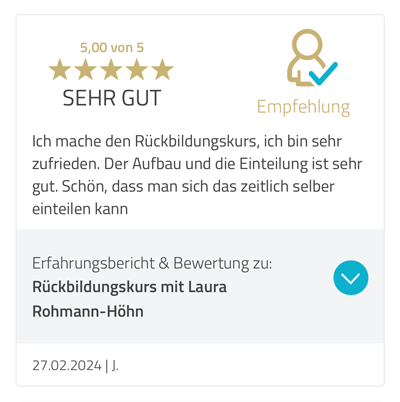 5-Sterne-Bewertung Rückbildungskurs Aufbau Struktur Laura Rohmann-Höhn