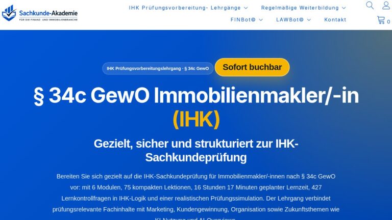 Sachkundelehrgang – § 34c GewO Immobilienmakler/-in