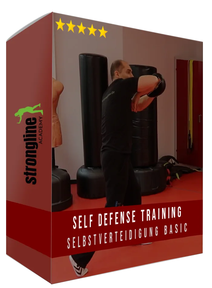 Produktbox Selbstverteidigung Basic mit Mann beim Sandsacktraining