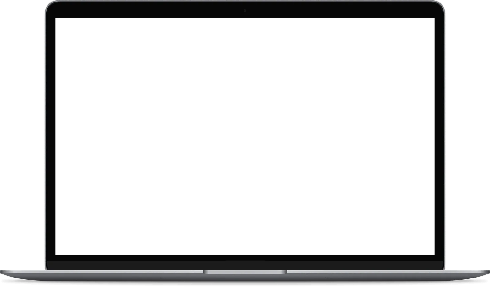 Laptop-Mockup mit schwarzem Rahmen und leerem weißem Display für Content-Präsentation