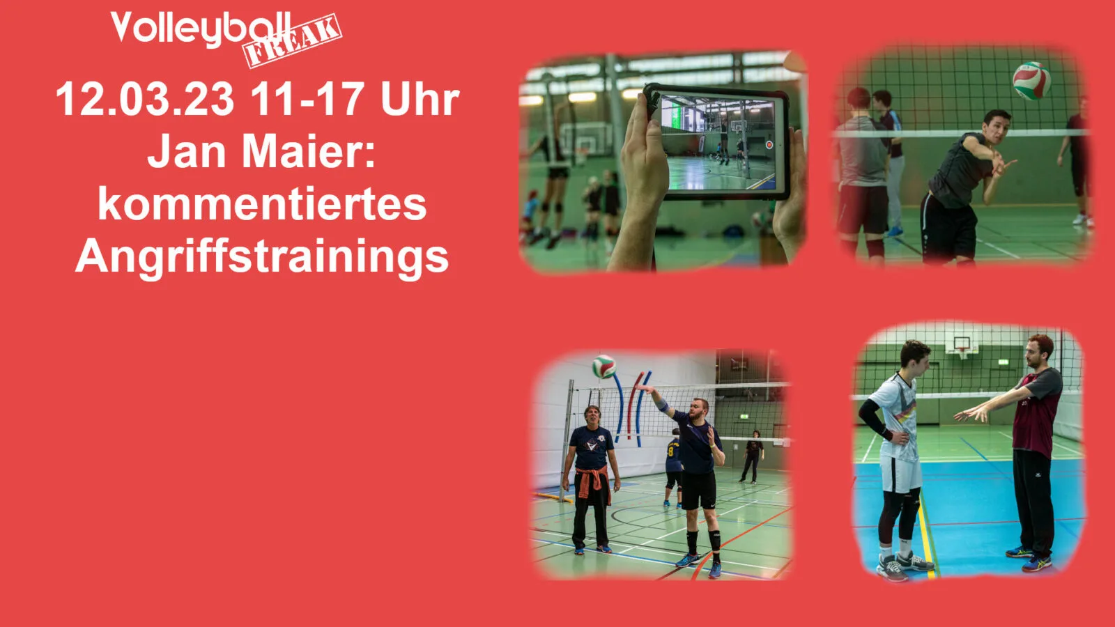 Übersichtsbanner für VolleyballFREAK Online-Trainerfortbildungen mit Jan Maier Angriffstraining und Trainingsfotos