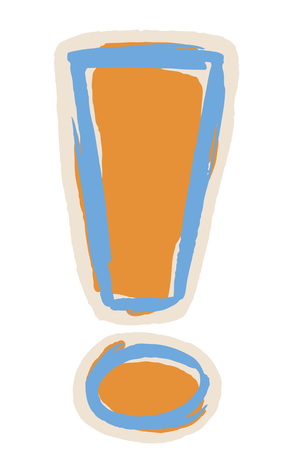 Warnsymbol als Ausrufezeichen in orange und blau