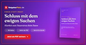 Hero-Banner mit Ratgeberplatz-Logo, Buchtitel und Call-to-Action zum PDF-Download