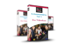 3D-Mockup Schwammbälle Zauberkurs mit farbigen Schwammbällen