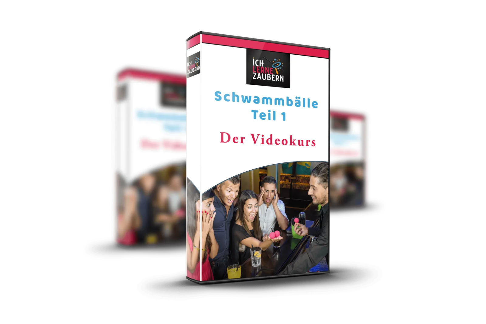 3D-Mockup Schwammbälle Zauberkurs mit farbigen Schwammbällen
