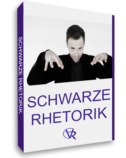 Produktbox Schwarze Rhetorik Online-Kurs mit Mann in schwarzer Kleidung