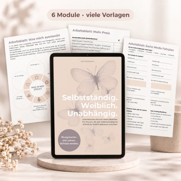 Selbstständig. Weiblich. Unabhängig. – Gründungskurs für Frauen