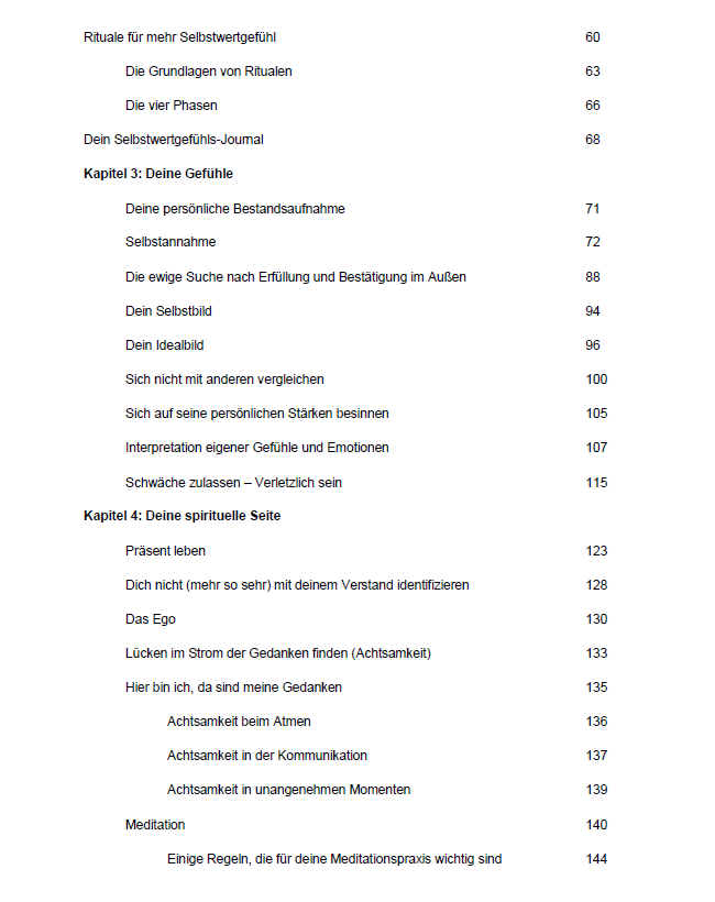 Inhaltsverzeichnis Seite 2 mit Fortsetzung der Kapitel