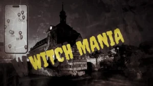Scavenger hunt in Bamberg mit Produktmockup für Witch mania - Lost in the fire