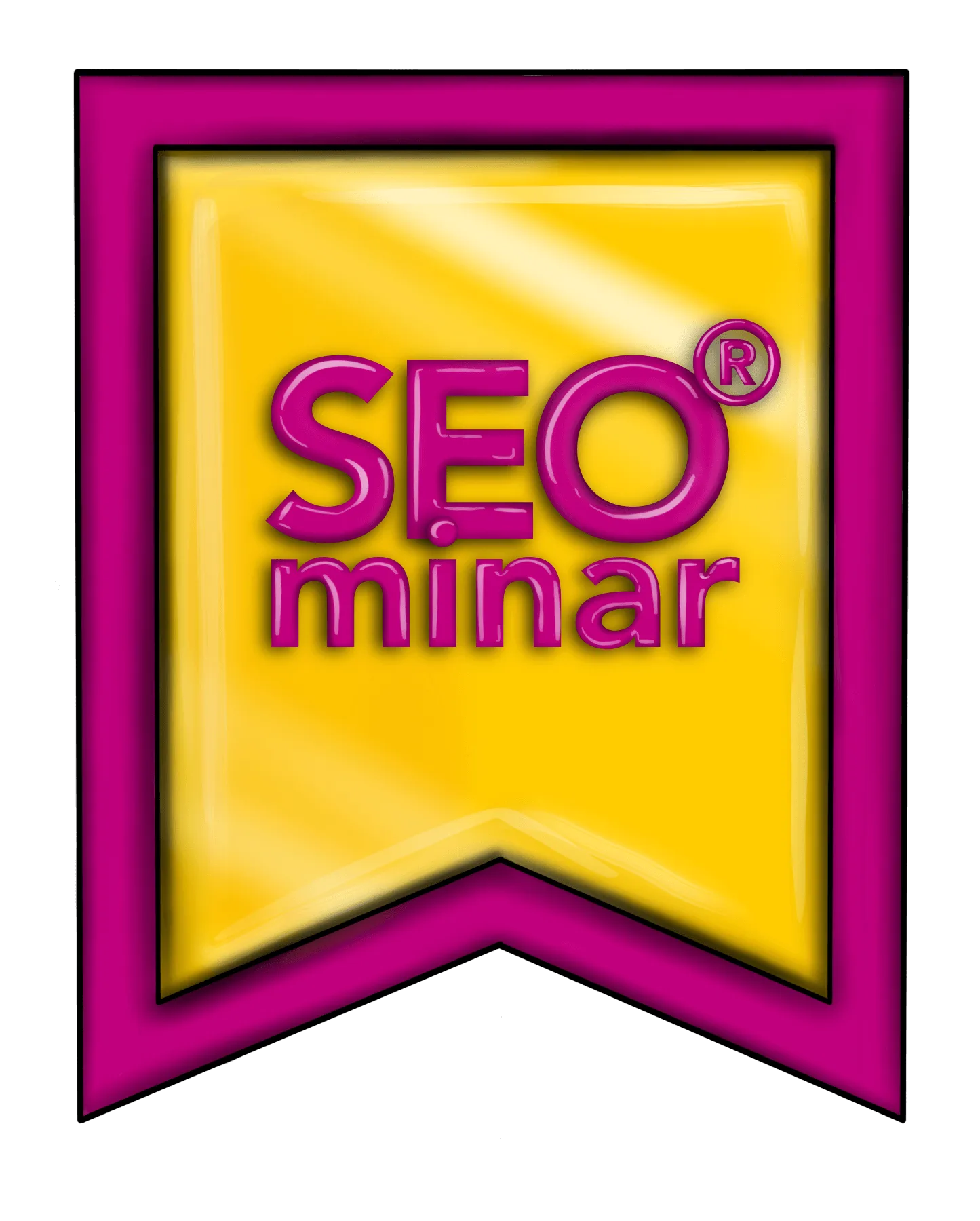 SEOminar Premium Logo in magenta und gelb auf Bannershape