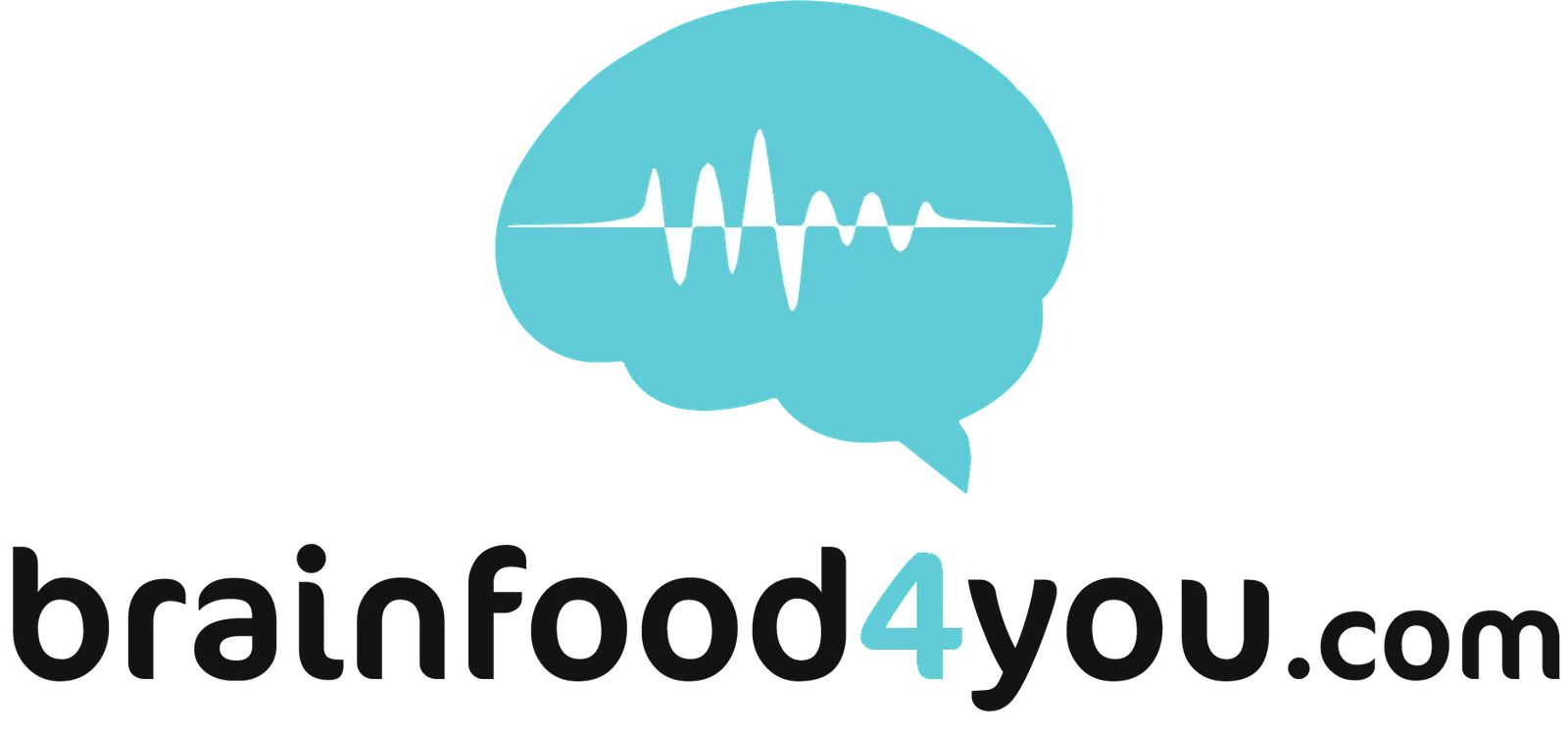 brainfood4you Logo mit Gehirn-Silhouette und Schallwelle – Silent Subliminals für Unterbewusstsein