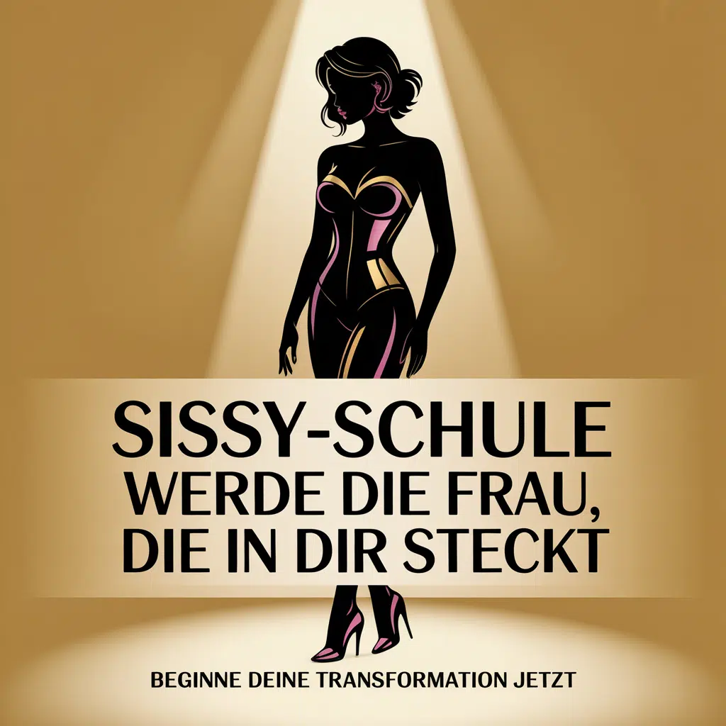 Sissy-Schule Banner mit Frauensilhouette in Korsett und Absatzschuhen