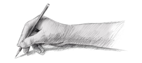 Hand mit Stift beim Freihand-Zeichnen