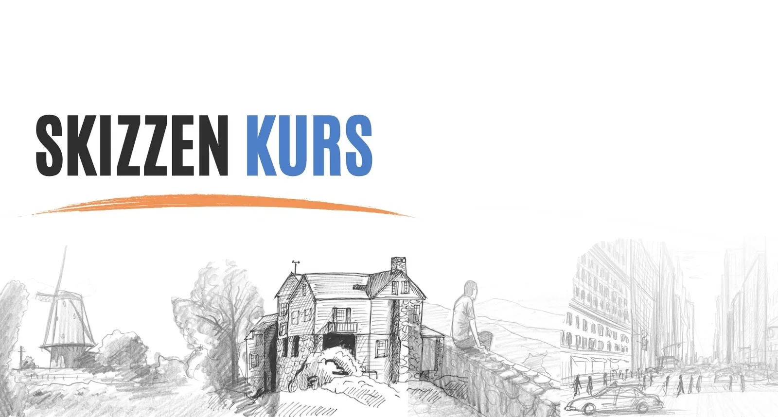 Kursstruktur des Skizzen Video-Kurs und eBook Bundles mit Modulübersicht und Lerninhalten