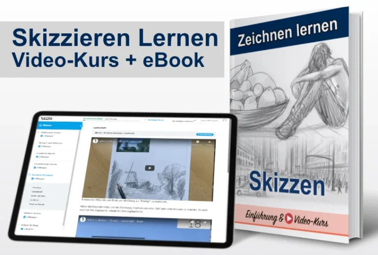 Skizzen Video-Kurs und eBook – Zeichentraining mit 40 Übungen