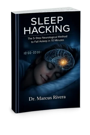Sleep Hacking E-Book Cover von Dr. Marcus Rivera mit Gehirn-Visualisierung und Zeitanzeige
