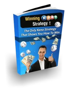 E-Book-Cover Rich's Winning Keno Strategy mit Mann in Anzug, der Geldscheine hält