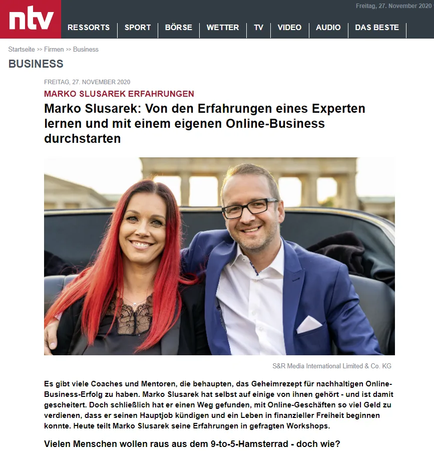 ntv Screenshot News Artikel Marko Slusarek Online-Business Erfahrungen