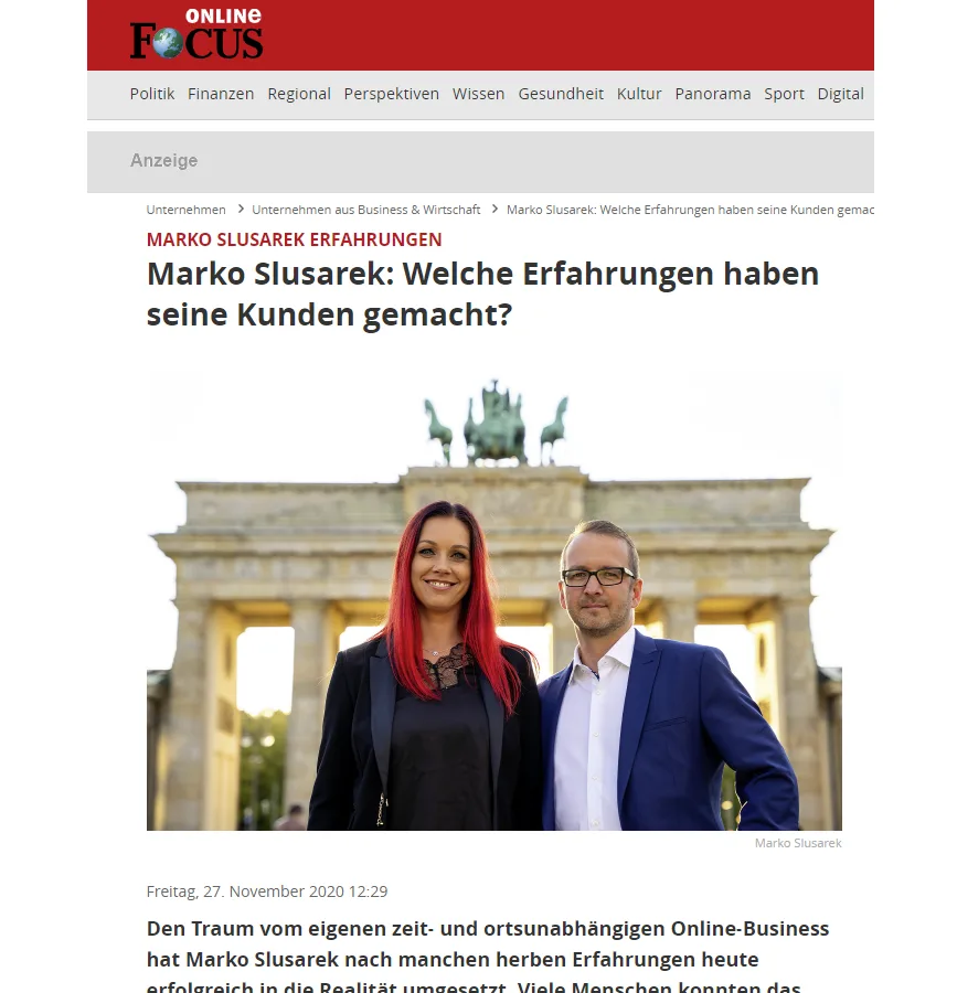 Focus Online Screenshot Artikel Marko Slusarek Kundenerfahrungen Berlin