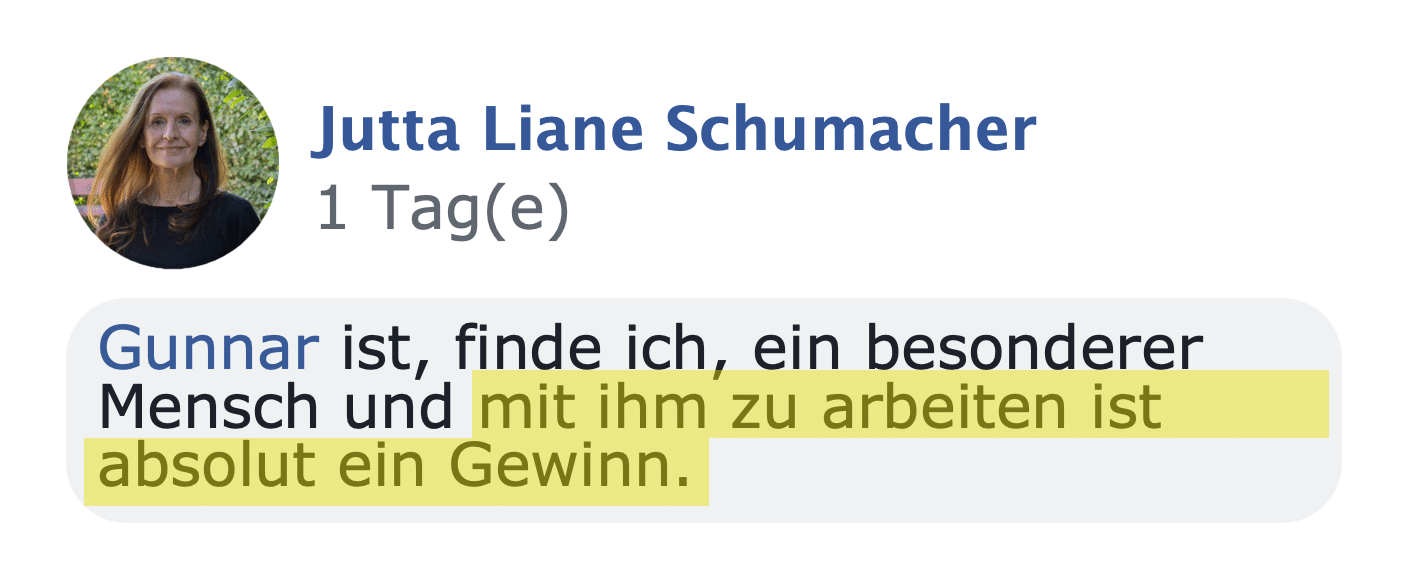 Kundenstimme von Jutta Liane Schumacher, 1 Tag Kurs, Portrait mit grünem Hintergrund