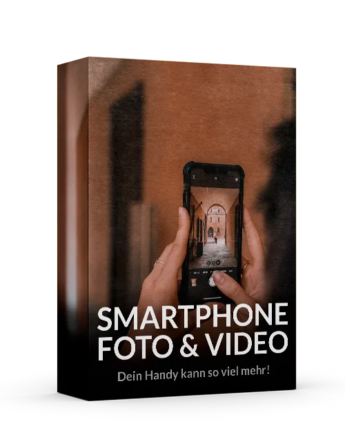 3D-Box-Mockup des Kurses mit Smartphone-Bild und Kurstitel auf braunem Hintergrund