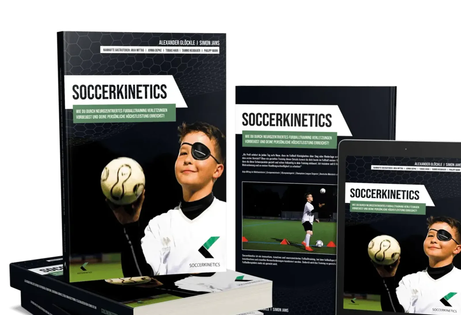 Soccerkinetics Buch Mockup mehrere Formate Print und Digital