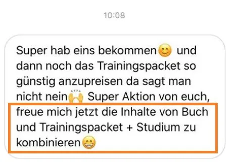 Kundenstimme zum Soccerkinetics Buch und Trainingspaket mit Kombinationstipp