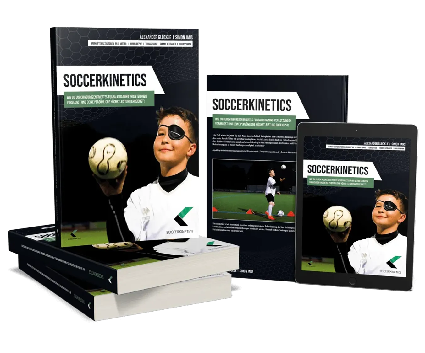 Soccerkinetics Buch Mockup in Print und Digital Format