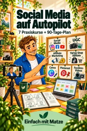 Social Media auf Autopilot – 7 Praxiskurse + 90-Tage-Plan Bundle Cover identisch mit Variant 1