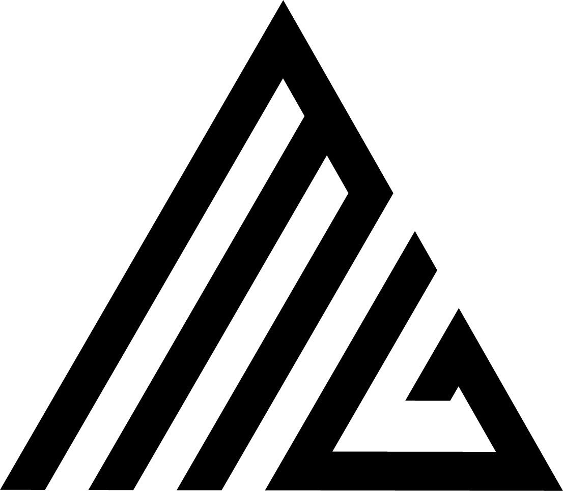 Geometrisches Logo mit verschachtelten Dreiecken in Schwarz-Weiß-Design