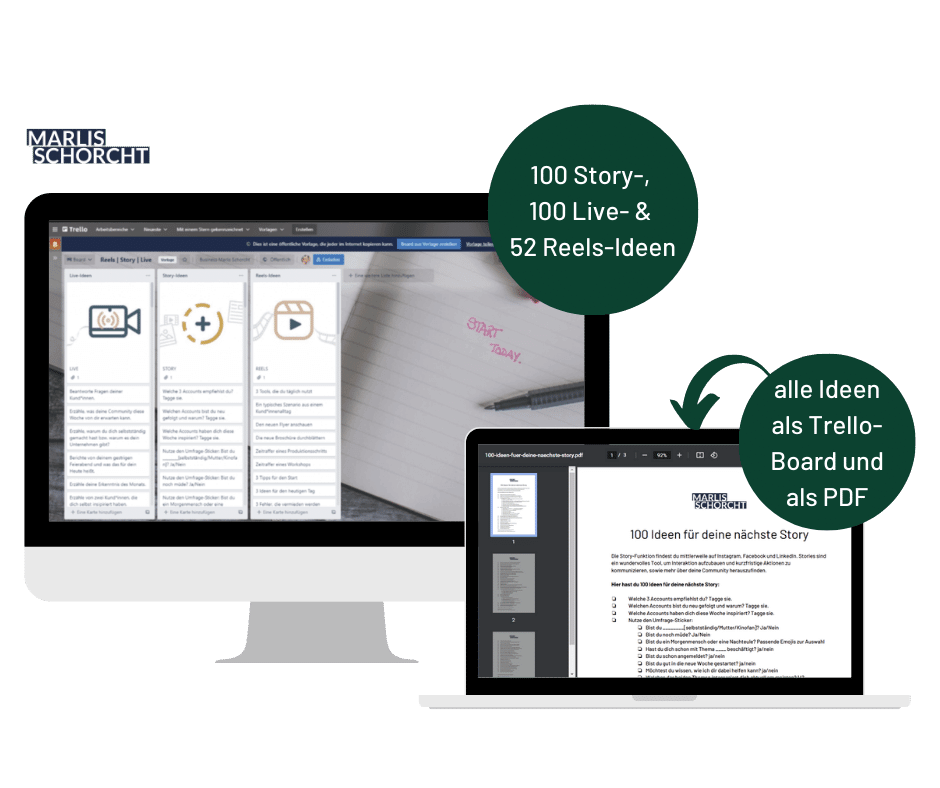 Social Media Ideen Set – Content-Vorlagen für Instagram 4 Social Media Ideen Set für Instagram mit 100 Live-, Story- und Reels-Ideen