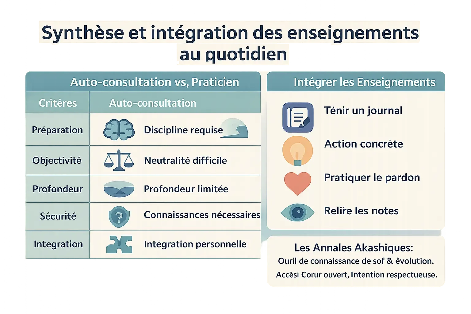 Synthèse et intégration des enseignements au quotidien
