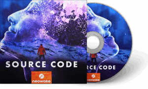 Source Code – Das Geheimnis der neo-Meditation DVD-Cover mit neowake Logo und geometrischem Kopf-Design