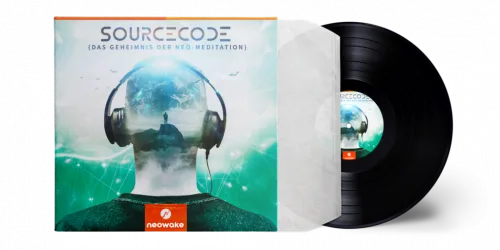 Source Code Meditations-Album Vinyl-Schallplatte mit Verpackung und Kopfhörer-Motiv