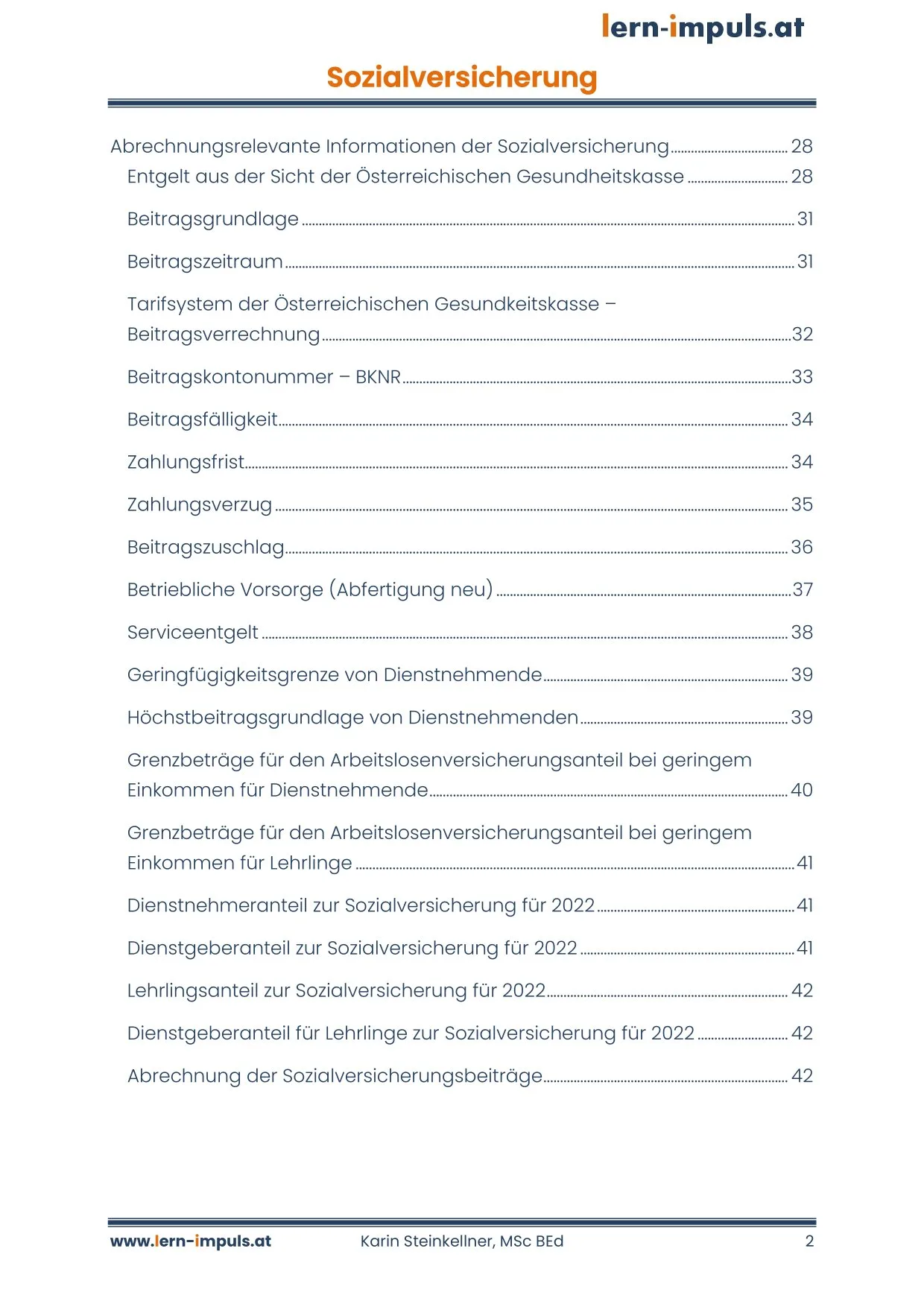 Sozialversicherung – Videokurs zur Personalverrechnung 6 IHV Sozialversicherung Seite 2