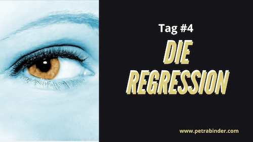Kurs-Banner Tag 4 mit Nahaufnahme Auge und gelbem Text DIE REGRESSION