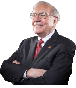Warren Buffett Portrait mit Brille und verschränkten Armen
