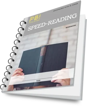 Speed-Reading Workbook von Petra M. Binder mit spiralgebundenem Ordner, aufgeschlagen