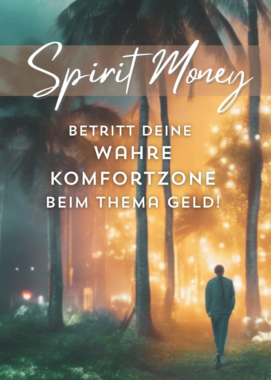Hero-Banner mit Spirit Money Titel und Kurs-Tagline über Naturlandschaft mit Licht
