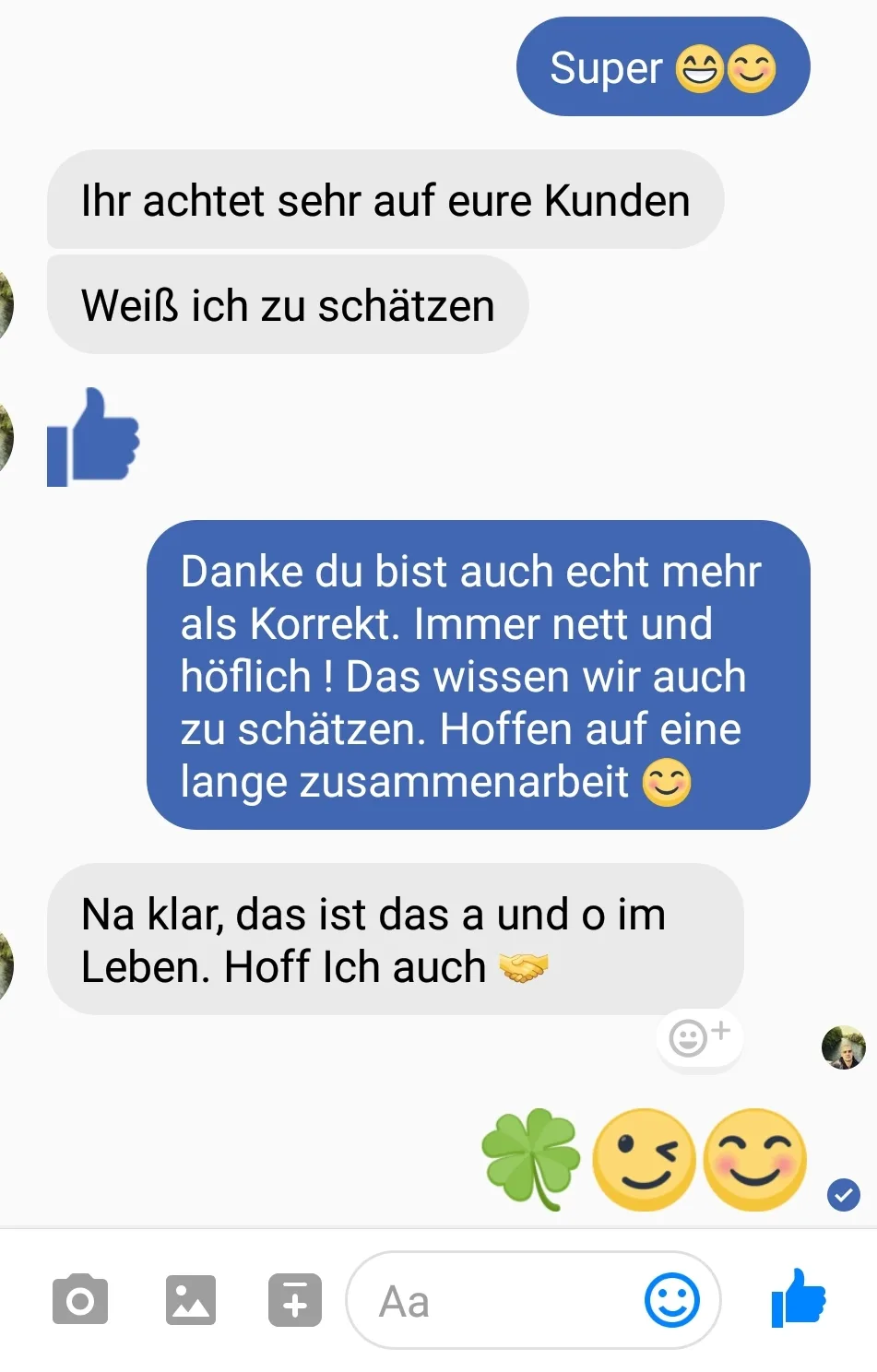 Sportwetten-mit-Kopf – Sportwetten-Mitgliedschaft 8 Facebook-Messaging-Konversation mit Kundenlob für Zuverlässigkeit und Kundenservice