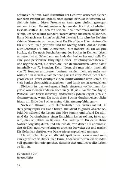 Textseite mit Worten des Autors zur Nutzung des Buches und dessen Ansatz