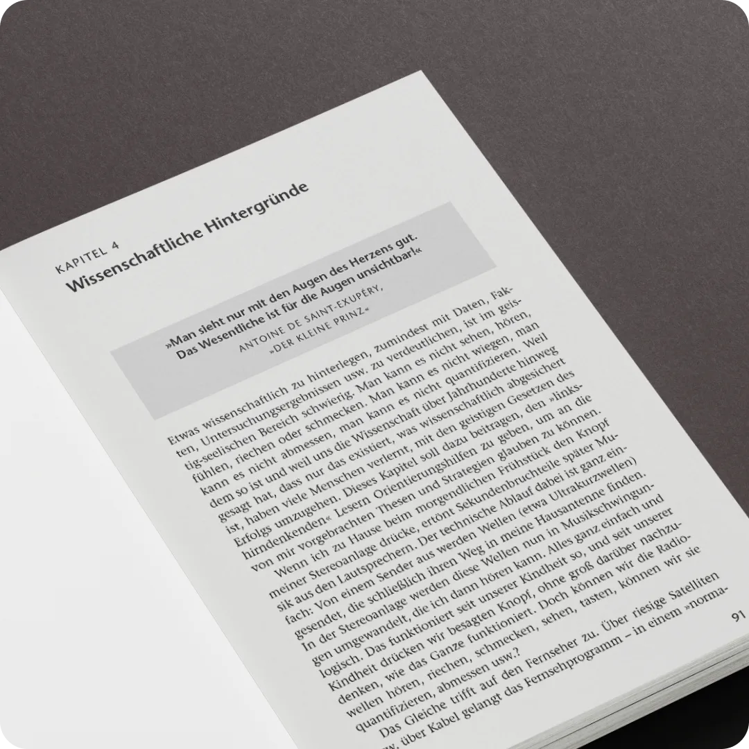 Buchseite mit Kapitel 4 Wissenschaftliche Hintergründe und Zitate