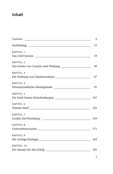 Inhaltsverzeichnis des Buches Sprenge deine Grenzen mit 13 Kapiteln und Seitenzahlen