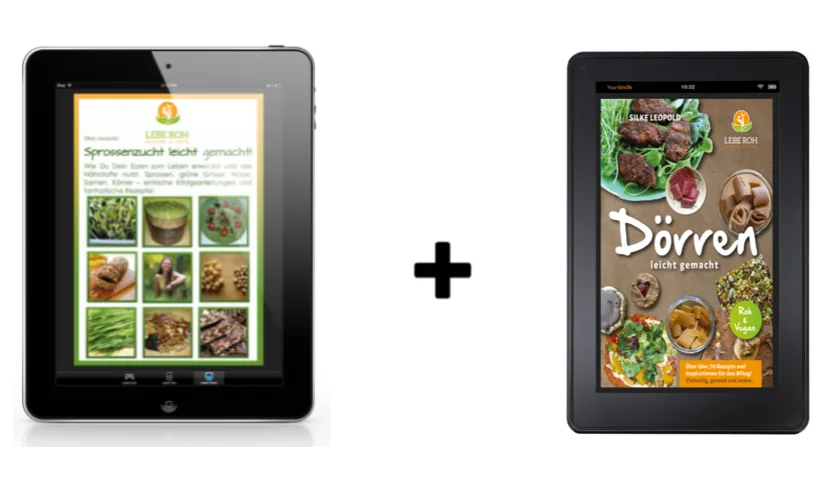 Zwei E-Reader mit Ratgebern zu Sprossenzucht und Dörren von Silke Leopold