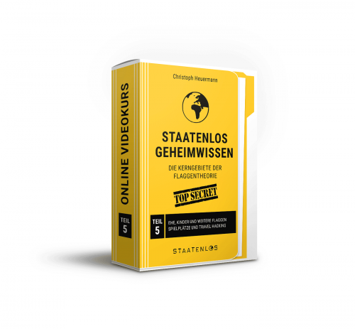 Buchcover-Mockup "Staatenlos Geheimwissen" mit gelbem Design und TOP SECRET Banner